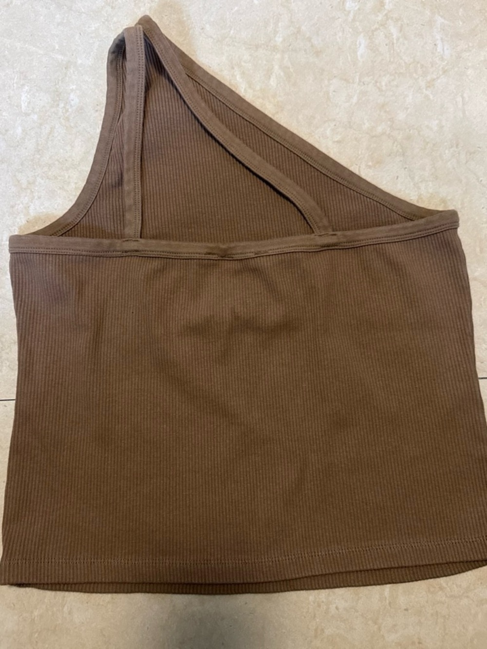 RDI One-Shoulder Ribbed Tank Top - Brown - Picture 2 of 3